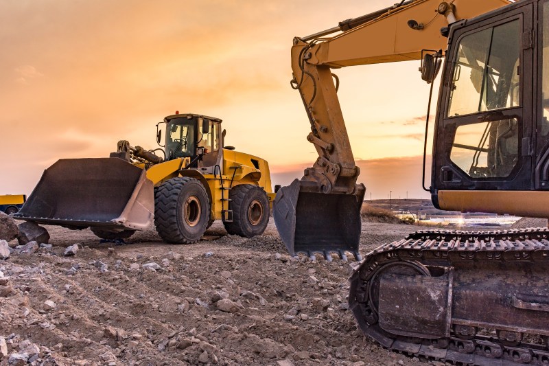 Excavators on Construction Site